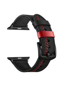 1pc Leather Strap Compatible With Apple Watch Compatible With Men Women Apple Watch Band 40mm Ultra2 49mm 44mm 45mm 46mm 41mm 42mm 38mm Outdoor Business Style Bracelet Compatible With Watch Series 10 SE 9 8 7 6 5 4 3 2 1 Gifts For Lovers Day Apple Watch Strap Accessories(Only Watchband) - Black - View 3