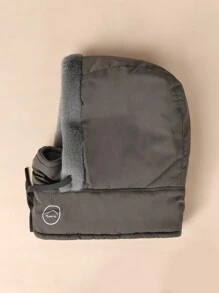 1 件装男女通用儿童冬季保暖羊毛颈部保暖一体式帽子 - 深灰色 - 查看 4