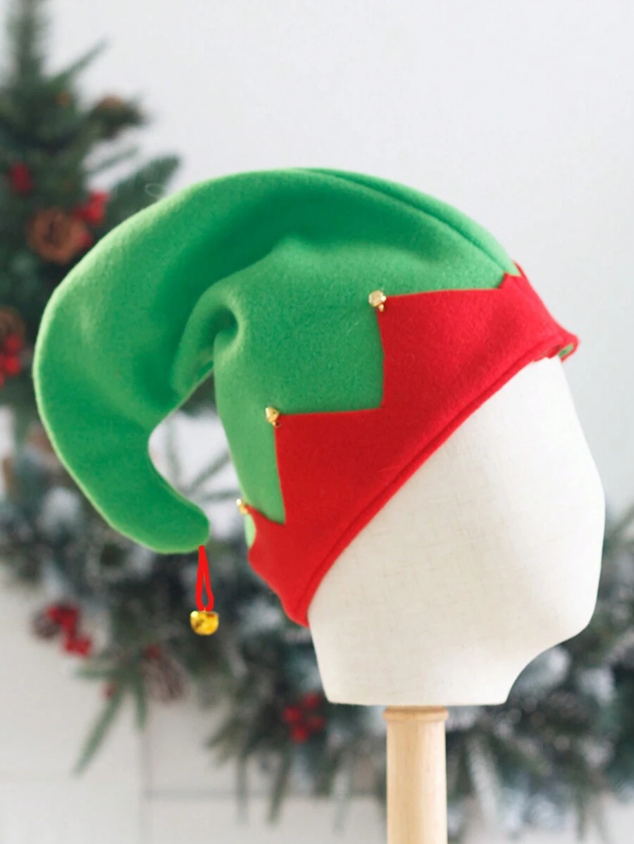Mũ ông già Noel có chuông, mũ trang trí mùa lễ hội, mũ polyester cho lễ kỷ niệm Giáng sinh, mũ đội đầu mới lạ nhẹ cho bữa tiệc - Nhiều màu - Xem 1