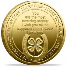 Đồng xu tri ân mẹ thiên thần, quà tặng may mắn cỏ bốn lá, đồng xu thử thách - Vàng - Xem 4