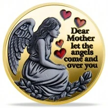 Đồng xu tri ân mẹ thiên thần, quà tặng may mắn cỏ bốn lá, đồng xu thử thách - Vàng - Xem 3