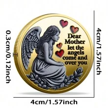 Đồng xu tri ân mẹ thiên thần, quà tặng may mắn cỏ bốn lá, đồng xu thử thách - Vàng - Xem 2