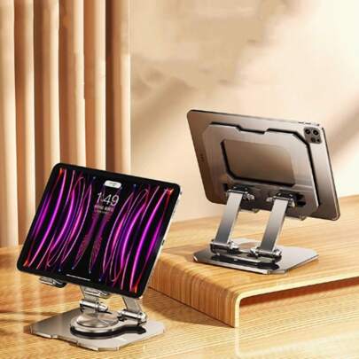 Suporte De Metal Ajustável Para Notebook, Celular E IPad De 10 A 17 Polegadas Com Rotação De 360°, Portátil E Dobrável