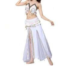 3pcs Women's Belly Dance Costume Set, Including Belly Dance Bra, Belt And Chiffon Skirt, Professional Outfit - Multicolor - View 9