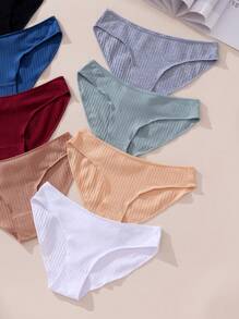 Ning xue yan ying 8 件/套女士多色休闲简约运动风格纯色低腰三角裤，高弹力大码三角裤 - 彩色 - 查看 5