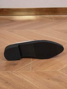 Ladies' Colorblock Pointed Toe Wedge Chelsea Loafers, British Style 2024 New Women's Slip-On Dress Pumps, Versatile High Heels - Black - View 6