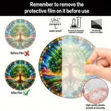 1 件生命之树窗户悬挂标志，圆形亚克力彩绘艺术符号，6x6 英寸/15x15 厘米，门廊装饰，庭院花园装饰，节日派对装饰，送给家人和朋友的绝佳礼物，新居礼物，圣诞装饰 - 彩色 - 查看 5