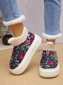 Women's Snow Boots, Fluffy Waterproof, Soft And Comfortable, Non-Slip Sole, Slip-On Design For Easy On/Off, Fluffy Lining Locks In Warmth, Ideal For Indoor/Outdoor Warmth And Cold Weather, Fashionable Winter Shoe - Black Color - View 4