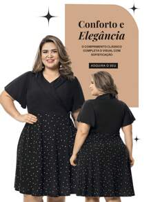 Plus Size Wrap Dress In Satin Jersey And Black And White Helanca - 黑色 - 查看 4