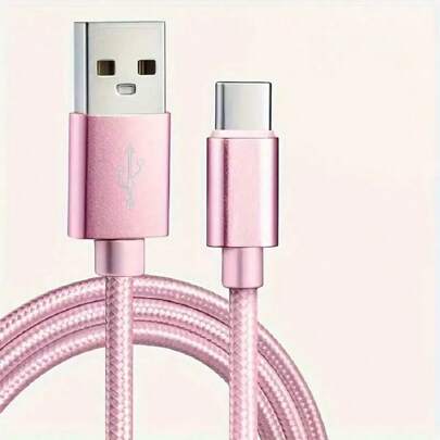 编织尼龙数据线，USB Type C 用于快速手机充电，兼容 OPPO、VIVO、REDMI、HONOR