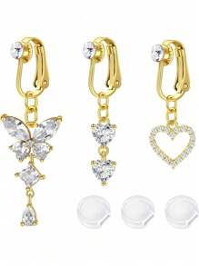 AVYRING 3-5PCS Golden Fake Belly Piercing Fake Belly Ring For Women Fake Belly Button Piercing Clip On Belly Button Rings Fake Navel Ring Non Piercing