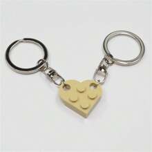 2pcs/Set Minimalist Building Block Heart Shape Separable Keychain, Couple/Friends Gift Valentine's Day Valentines Car Accessories Bag Charm School Cute Goth Y2k