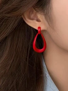 1 Cặp Hoa tai đơn giản hình học thanh lịch sang trọng tiệc tùng hàng ngày khu nghỉ dưỡng cá nhân hóa cho phụ nữ - Đỏ - Xem 5