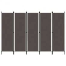 Versatile 5-Panel Anthracite Room Divider - Stylish Folding Screen For Indoor Decor And Space Management - Fabric Partition For Home And Office Use Dimensions 250x180 Cm - Black - View 1