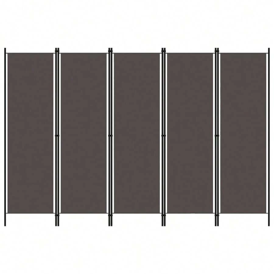 Versatile 5-Panel Anthracite Room Divider - Stylish Folding Screen For Indoor Decor And Space Management - Fabric Partition For Home And Office Use Dimensions 250x180 Cm - Black - View 1