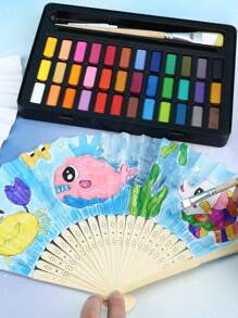 Chinese Style Hand Fan, DIY Blank Paper Fan, Elegant Retro Style, Personalized Baby Shower Foldable Paper Fan, Portable Party & Wedding Supplies, Hand Fan, Gift Decor, Wedding Fan, Suitable For Home, Office Decor, Stage Performance, Dance For Outdoor Activities, Vacation, Travel, Outfit Accessories, And Gifting - Multicolor - View 4