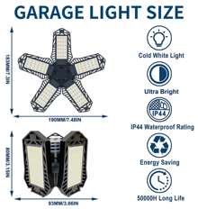 Uonlytech Folding Garage Light Garage Lights 5 Panel Garage Warehouse Light Ceiling Garage Light Led Garage Light Garage Lights Ceiling Led Garage Deformation Light Garage Folding Light - white light - View 4