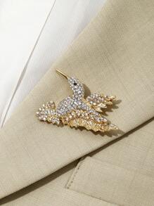 1pc Fashionable European And American Luxury Rhinestone Bird Brooch, Elegant And Cute Accessories For Women - Gold - View 5