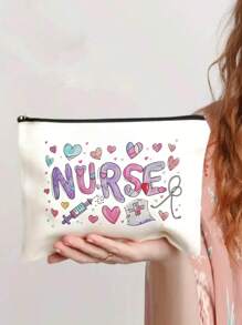 1 pezzo Divertente borsa make-up infermiera per amore, accessori infermiera per il lavoro, regali per infermiere donne, borsa infermiera per donne, moglie e madre, laurea compleanno ringraziamento pensionamento regali, kit di sopravvivenza infermiera borse cosmetiche organizer per il trucco
