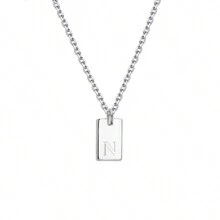 1pc Personalized Delicate Initial Letter Pendant Necklace, Customized Engraved Letter Pendant Necklace With Chain, Simple Name Necklace, Women Personalized Jewelry Gift, Bridesmaid Gift