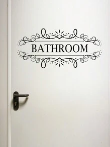 1pc Pvc Material Self-Adhesive Toilet Door Sticker For Home Decor Or Restroom Indication,Stickers,Wall Decal, Vinyl Decal For Home Decorations,Spring Decoration Items Refresh Your Home,Rama Decoration Stickers - Black - View 15