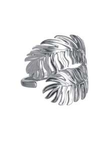 1 件优雅小麦设计不锈钢可调节开口戒指，女士时尚戒指，适合婚礼、派对、日常佩戴 - 彩色 - 查看 10