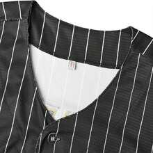 Kekambas Men's #16 Ohtani Jersey Japan Samurai Black Pinstriped Hip Hop Baseball Jersey Elastic Fabric -Casual Sports Shirt Button Embroidered Training Match Sports Shirt Holiday Gifts - Black - View 9