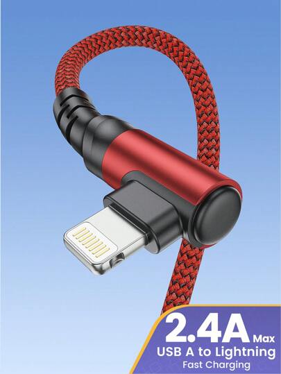 BinBoom 90度弯头MFi认证USB-A转Lightning数据线，支持2.4A/12W最高快充，尼龙编织高速数据同步，兼容 14/13/12/11 Pro Max、XS Max/XR/X/8/7/Plus/6S Plus、iPad