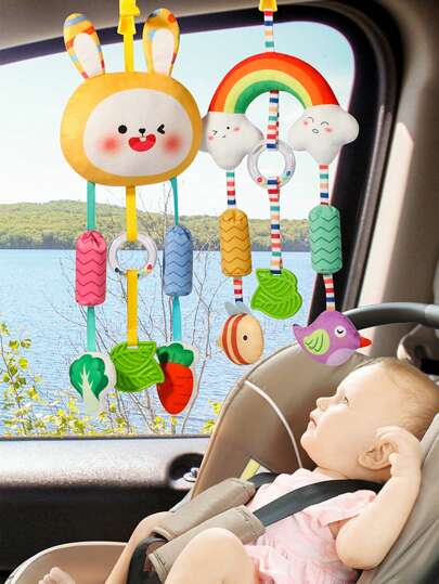 Quderbel 婴儿玩具、婴儿安抚奶嘴毛绒摇铃、婴儿车婴儿床健身室挂饰、汽车座椅挂饰，适合0-3岁男婴和女婴