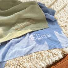 Chăn đan cá nhân hóa cho bé, chăn đan tùy chỉnh, quà tặng thêu cho tiệc chào đón em bé, quà tặng trẻ sơ sinh có thêu tên, chăn trẻ em - Nhiều màu - Xem 4