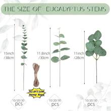 30/60/90 Chiếc 3 Loại Lá Khuynh Diệp Hỗn Hợp Thân Cây Bạc Nhân Tạo Số Lượng Lớn Lá Khuynh Diệp Nhặt Bó Khuynh Diệp Bình Xịt Giả Cho Đám Cưới Bó Hoa Trang Trí Nhà Cửa - màu xanh lá - Xem 4