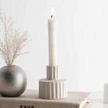 1pc Gear Shape Bohemian Style Geometric Ceramic Candle Holder, Suitable For Wedding Decor, Tabletop Decoration, Atmosphere Creation, Holiday Gift Giving, Room Decoration, Living Room Decoration