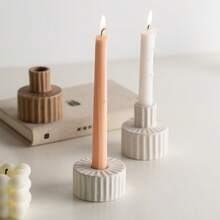 1pc Gear Shape Bohemian Style Geometric Ceramic Candle Holder, Suitable For Wedding Decor, Tabletop Decoration, Atmosphere Creation, Holiday Gift Giving, Room Decoration, Living Room Decoration