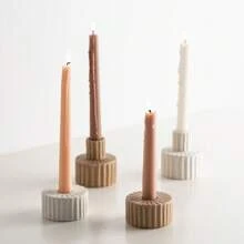 1pc Gear Shape Bohemian Style Geometric Ceramic Candle Holder, Suitable For Wedding Decor, Tabletop Decoration, Atmosphere Creation, Holiday Gift Giving, Room Decoration, Living Room Decoration
