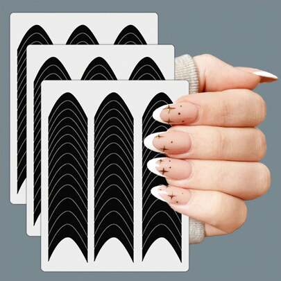 39 / 234pcs French Spray Painted Stickers Nail Art Sticker Guidelines With Stripes, Self-Designed Nail Decoration Template Tool, Easy To Use And Remove, Self-Adhesive Nail Tip DIY Decoration And Template Tool Guide Nails Nail Supplies