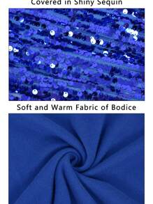 Women's Plus Size Sparkle Sequin Sweatshirt Mock Neck Pullover Long Sleeve Glitter Party Tops - 藏蓝色 - 查看 5