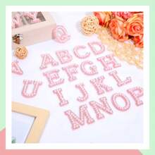 26 Pcs Pearl Rhinestone Letter Patches, Self Adhesive Pearl Rhinestone Letter Patches A-Z Bling Rhinestone Letter Stickers Glitter Rhinestone Alphabet Appliques Initial Letter Sticker, Pearl Letters Patches Stick For DIY Clothes Bags Hats Backpacks - Multicolor - View 2