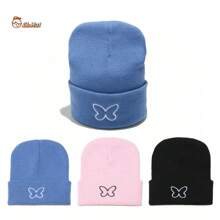 1 件针织帽，冬季时尚百搭保暖针织帽，可爱保暖针织帽滑雪帽，秋冬 - 蝴蝶結針織帽 - 查看 1
