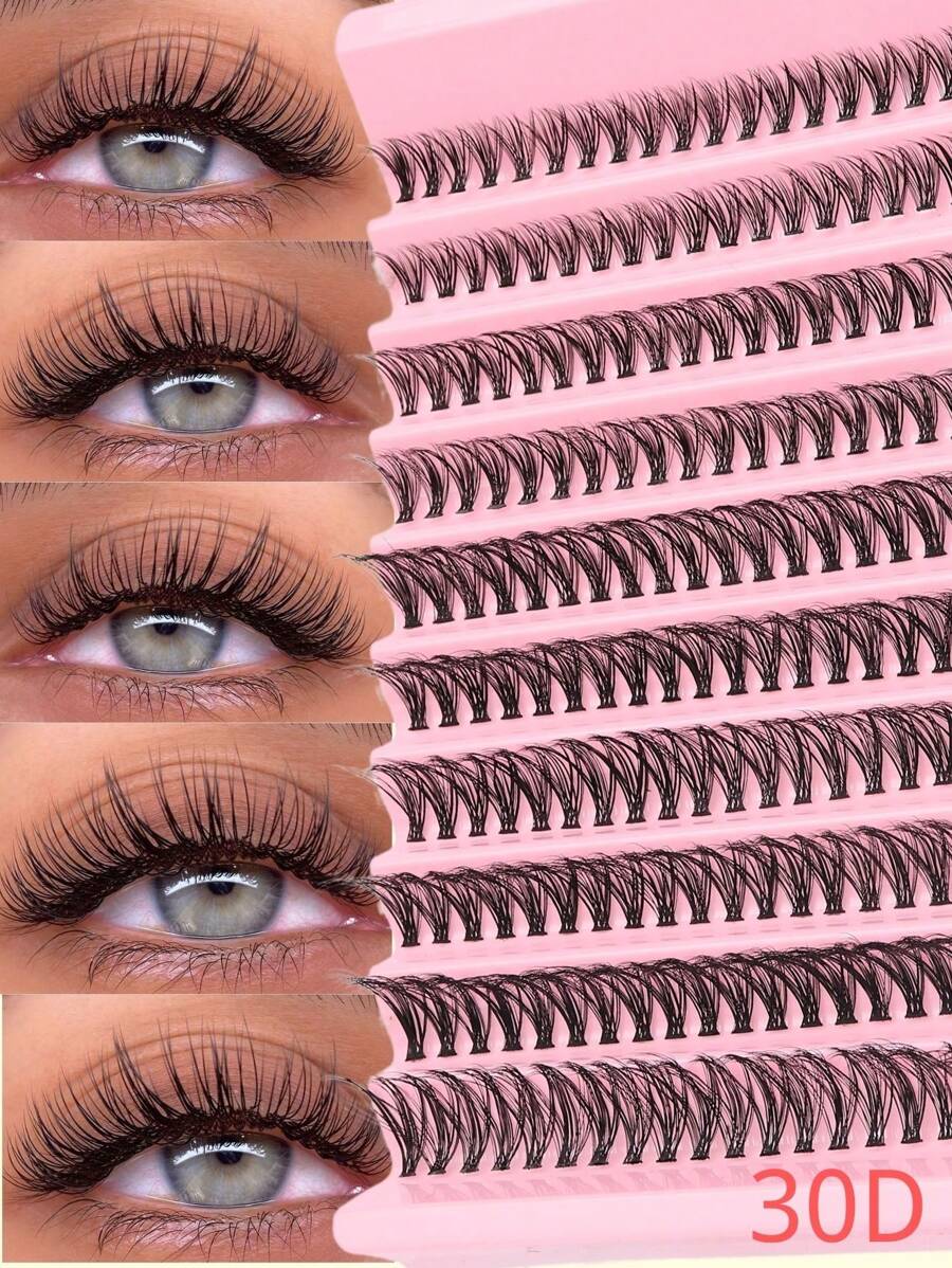 Fengxiu Eyelash 200pcs 30D, D-Curl, Natural False Eyelashes, 3D Russian Curl Mixed Length, Reusable, DIY Self-Adhesive, 10-16mm Length, 0.05mm Thickness, Suitable For Beginners, Multiple Styles & Packages. Single Cluster Eyelashes For Extension, Natural, Anime, Super Voluminous Makeup Style Lash Clusters, Eyelash Clusters, Individual Eyelashes, Lashes, Fake Lashes