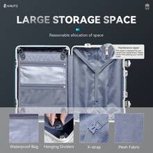 携带行李箱，带铝制框架，无拉链行李箱，8 轮硬壳行李箱，带 PC+ABS TSA Lock 4 个金属角，黑色旅行行李箱，手提箱，耐用旅行行李箱，防水 - 白色 - 查看 5