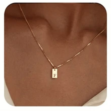 1pc Personalized Delicate Initial Letter Pendant Necklace, Customized Engraved Letter Pendant Necklace With Chain, Simple Name Necklace, Women Personalized Jewelry Gift, Bridesmaid Gift