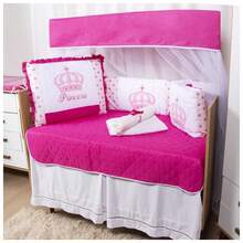 10 Piece American Crib Kit With Embroidered Side Protector For Boys And Girls - Pink Royal Princess - View 2