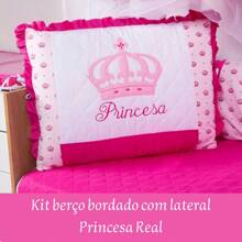 10 Piece American Crib Kit With Embroidered Side Protector For Boys And Girls - Pink Royal Princess - View 11