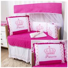 10 Piece American Crib Kit With Embroidered Side Protector For Boys And Girls - Pink Royal Princess - View 4
