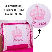10 Piece American Crib Kit With Embroidered Side Protector For Boys And Girls - Pink Royal Princess - View 10