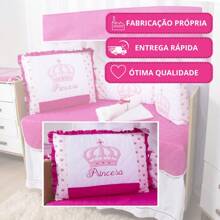10 Piece American Crib Kit With Embroidered Side Protector For Boys And Girls - Pink Royal Princess - View 5