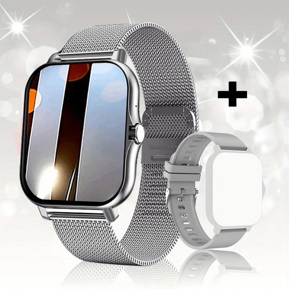 SIMSONLAB Pulseira de Aço Upgrade 2025, Relógio Inteligente de Silicone para Senhores e Senhoras com Chamadas Bluetooth, Mostrador de Relógio Personalizável e Cronômetro, Compatível com Android e iOS