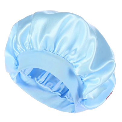 Unscented Silk Satin Wide Brim Sleep Cap Bonnet - Comfortable Elastic Band Sleep Caps For Daily Use, Polyester Solid Color Bonnet For All Season