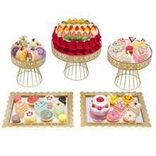 5-Piece Set Cake Stands Round Cupcake Stands,Metal Wedding Birthday Party Celebration Dessert Display Plates, Gold - Gold - View 6