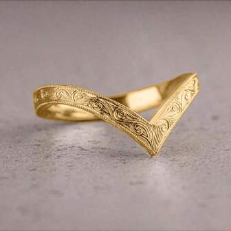 1 件优雅雕花螺旋 V 形时尚女士戒指，适合日常、派对、庆祝、节日礼物